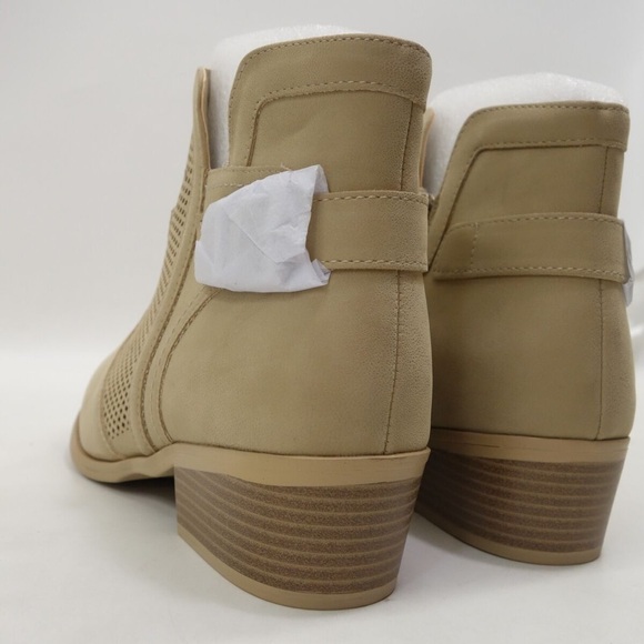 SALE! Mia Womens Beige Katrine Zipper Block Heeled Bootie NEW NO BOX - Picture 4 of 5
